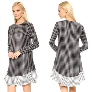 Rachel Zoe Silk Checkered Ruffle Hem Dress